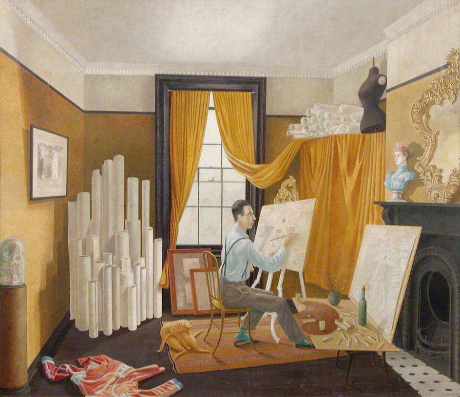 Edward Bawden, Working in His Studio